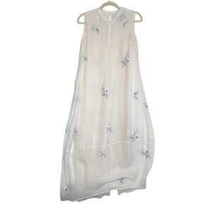 SHIATZY CHEN Linen/Silk Floral Embroidered Assym Maxi Dress Sz 40 Retro Unique